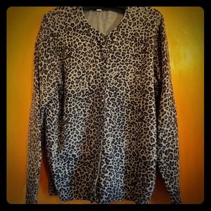 Leopard print cardigan in black and gray